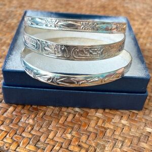Vintage Sterling Silver Bangle Bracelet Set